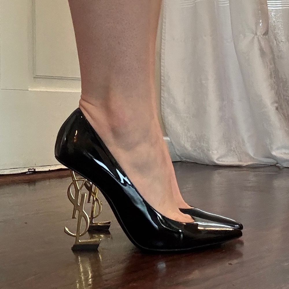 Yves Saint Laurent Black Sculptural Heel Pumps - Picture 3 of 3